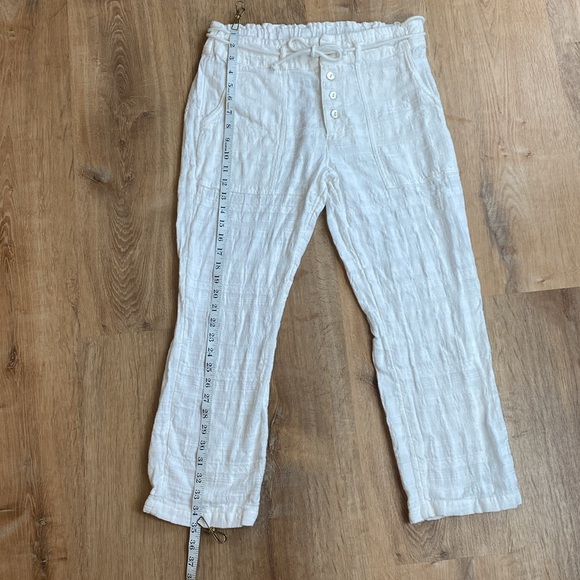 Sundance Coastline White Pants petite small 100%Cotton Stretch Waist Beachy Boho - Picture 5 of 10